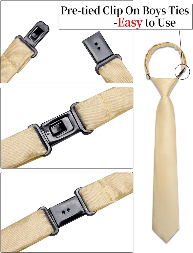 Ailisus Store Boys Tie Solid Color Silk Satin Pre-tied Kids Necktie for Age 8-12 Adjustable Formal Wedding School Graduation - Image 4